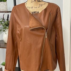 Worthington Faux Leather Jacket. New w/o tags. Large. Dark Tan color.